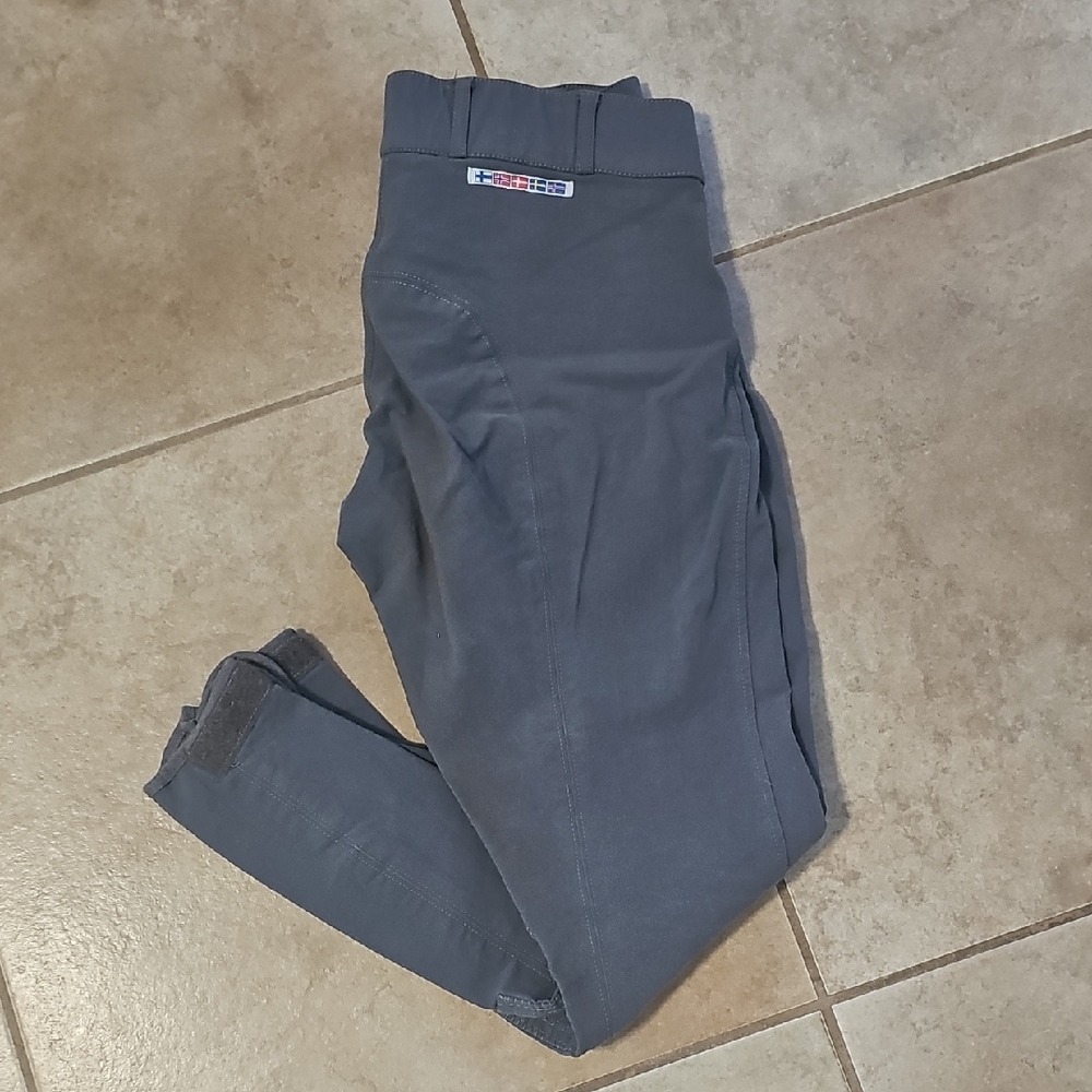 Gray Equestrian Breeches with Knee Patches